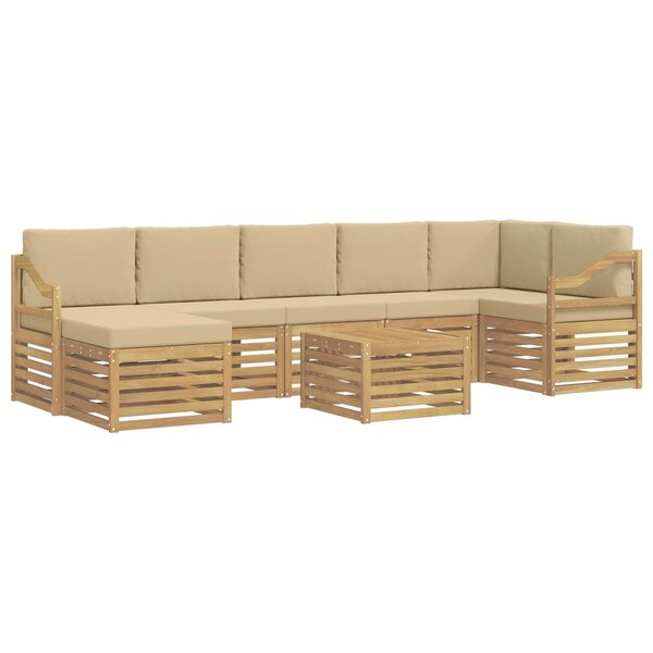 vidaXL Ensemble de canapés d'extérieur 8 Pièces Blanc et Beige
