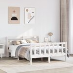 vidaXL Cadre de lit sans matelas blanc 135x190 cm bois de pin massif