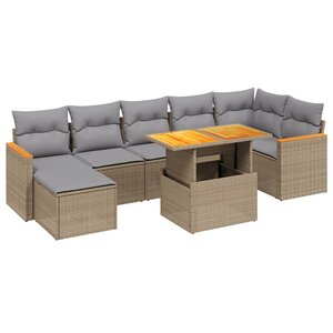 vidaXL Salon de jardin avec coussins 8 Pièces beige résine tressée