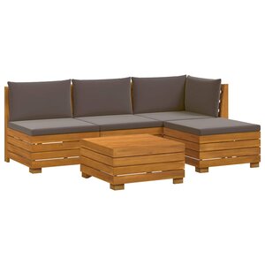 vidaXL Ensemble de canapés d'extérieur avec coussin 5 Pièce Marron