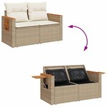 vidaXL Salon de jardin avec coussins 5 Pièces beige résine tressée acacia