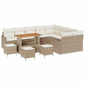 vidaXL Ensemble de canapé de jardin avec coussin 13 Pièces Beige et crème