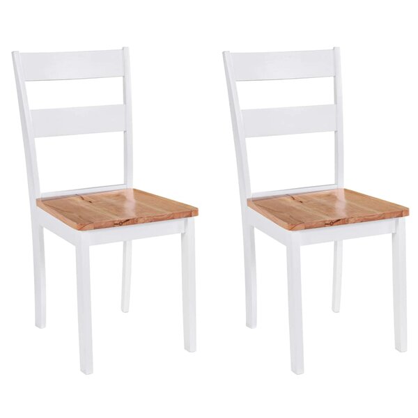 vidaXL Chaises à manger lot de 2 blanc bois hévéa massif