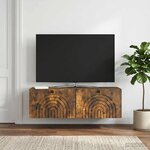 vidaXL Meuble TV mural Chêne fumé 98 x 31 x 30 cm Bois d'ingénierie