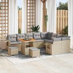 vidaXL Ensemble de canapé de jardin 12 Pièces Beige polyrotin