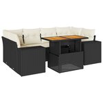 vidaXL Salon de jardin 7 Pièces avec coussins noir résine tressée
