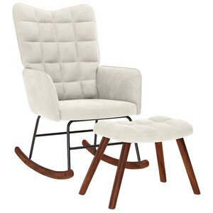 vidaXL Chaise à bascule avec tabouret en velours crème