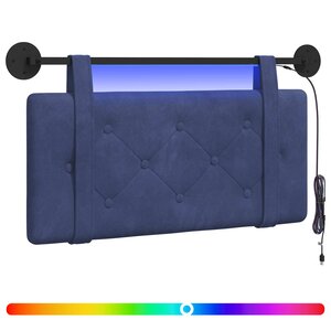 vidaXL Tête de lit suspendue Avec lumière LED Bleu police Velours