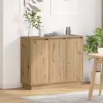 Buffet vidaXL avec LED en chêne artisan  90x32x75 cm  en bois aggloméré