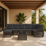 vidaXL Ensemble de canapé de jardin 8 pc Gris et Gris foncé polyrotin