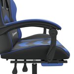 vidaXL Chaise de jeu pivotante et repose-pied Noir et bleu Similicuir