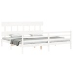 vidaXL Cadre de lit avec tête de lit blanc Super King Size bois massif