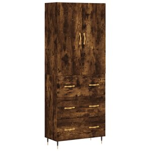vidaXL Buffet haut Chêne fumé 69 5x34x180 cm Bois d'ingénierie