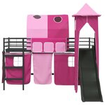 vidaXL Lit mezzanine pour enfants Noir et rose 79 5 x 200 cm Métал