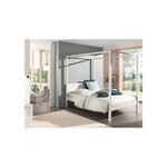 PINO Lit a baldaquin avec sommier a lattes 140x200 cm Blanc