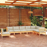 vidaXL Salon de jardin 8 Pièces avec coussins crème Bois de pin massif