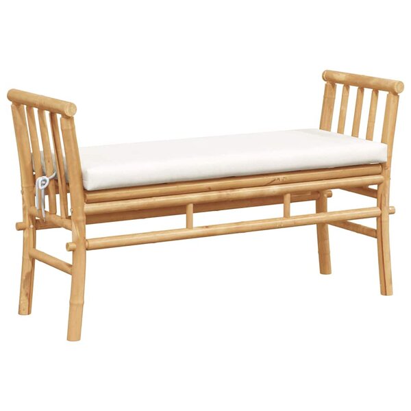 vidaXL Banc de jardin avec coussin de 110 cm en bambou