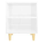 vidaXL Tables de chevet pieds en bois 2 Pièces Blanc brillant 40x30x50 cm