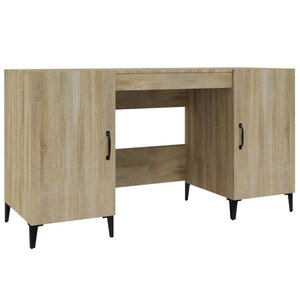 Bureau table poste de travail meuble d'ordinateur informatique étude chêne sonoma 140 x 50 x 75 cm bois d'ingénierie brun 02_0023645