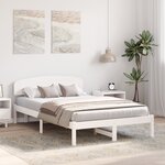 vidaXL Cadre de lit avec tête de lit blanc 135x190 cm en bois massif de pin