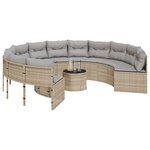 vidaXL Canapé de jardin avec table coussins rond beige résine tressée