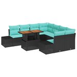 vidaXL Ensemble de salle à manger pour jardin 9 Pièces Noir et Sarcelle