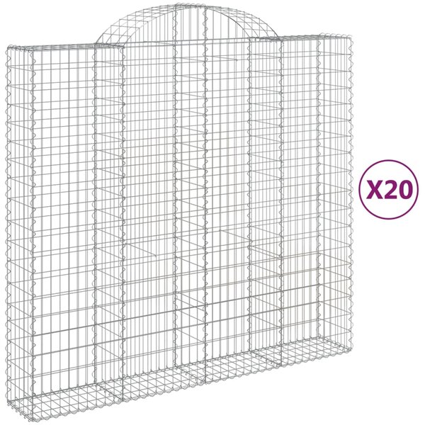 vidaXL Paniers à gabions arqués 20 Pièces 200x50x180/200 cm Fer galvanisé
