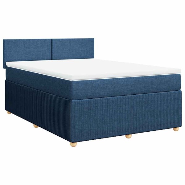 vidaXL Sommier à lattes de lit avec matelas Bleu 140x190 cm Tissu