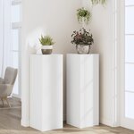 vidaXL Supports pour plantes 2 Pièces blanc 33x33x100cm bois d'ingénierie