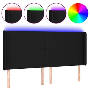 vidaXL Tête de lit à LED Noir 183x16x118/128 cm Tissu
