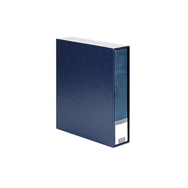 Reliure Publica M Lindner avec boitier de protection garnie de 20 feuilles pour cartes postales et billets de banque. Couleur - Bleu