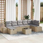 vidaXL Ensemble de canapé de jardin 8 Pièces Beige 55 x 62 x 69 cm