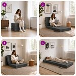 vidaXL Canapé-lit pliable 90 x 63 x 45 cm Gris foncé