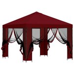 vidaXL Abri de jardin avec parois 3 x 3 m Bordeaux Polyester et Acier