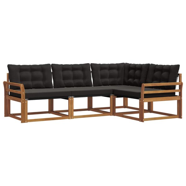 vidaXL Ensemble de canapés d'extérieur 4 pc Naturel et Noir