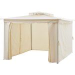 Gazebo - 3 x 4 m - Avec Rideaux - Structure Aluminium & Toile Polyester -  Beige