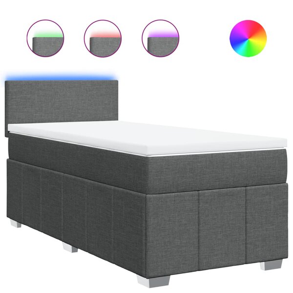vidaXL Sommier à lattes de lit avec matelas Gris foncé 100x200cm Tissu