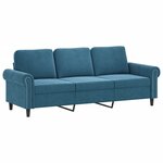 vidaXL Canapé 3 places avec oreillers décoratifs bleu 180 cm velours