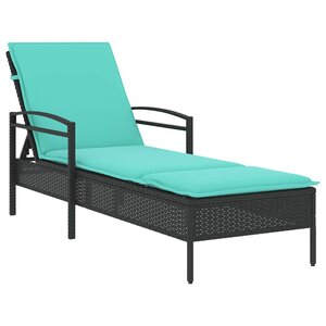 vidaXL Chaise longue avec coussin Noir 63 x 200 x 81 cm Résine tressée (États-Unis uniquement)