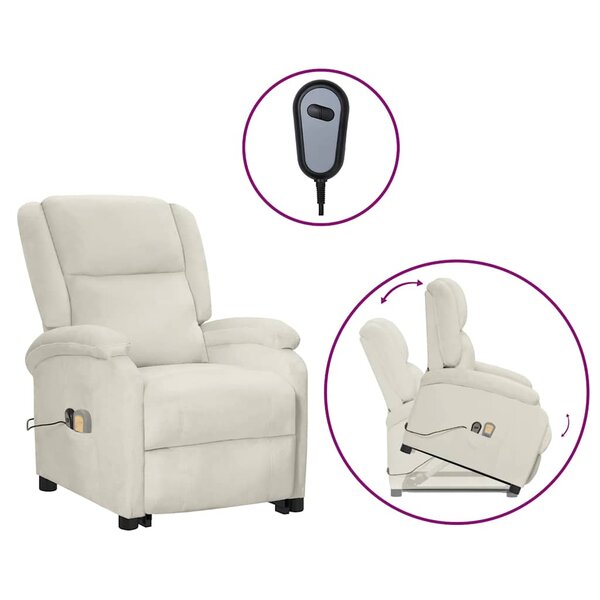 vidaXL Fauteuil de massage Crème Velours
