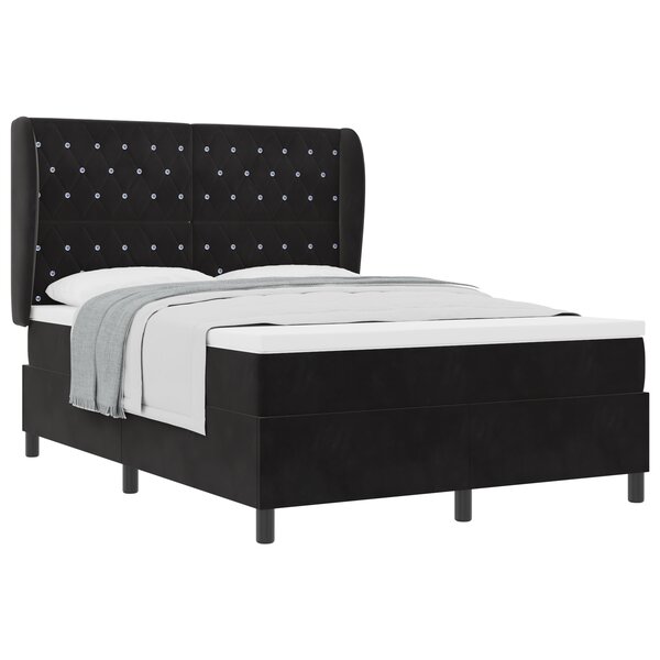 vidaXL Lit Box Spring avec matelas Noir 160x200 cm Velours