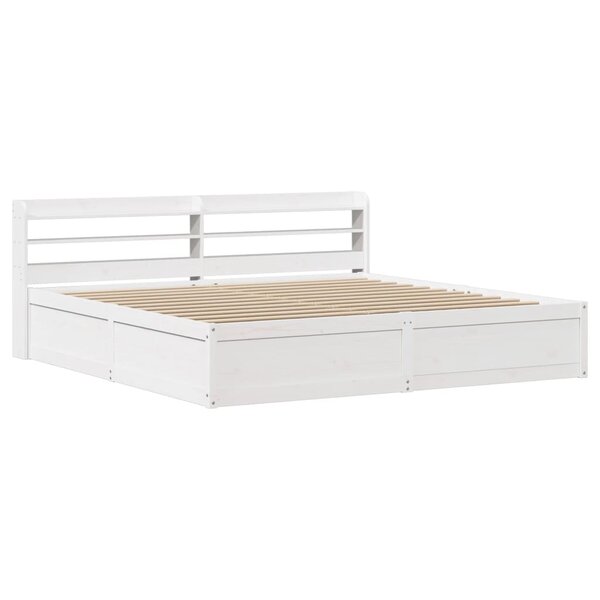 vidaXL Cadre de lit et tête de lit blanc 180x200 cm bois de pin massif