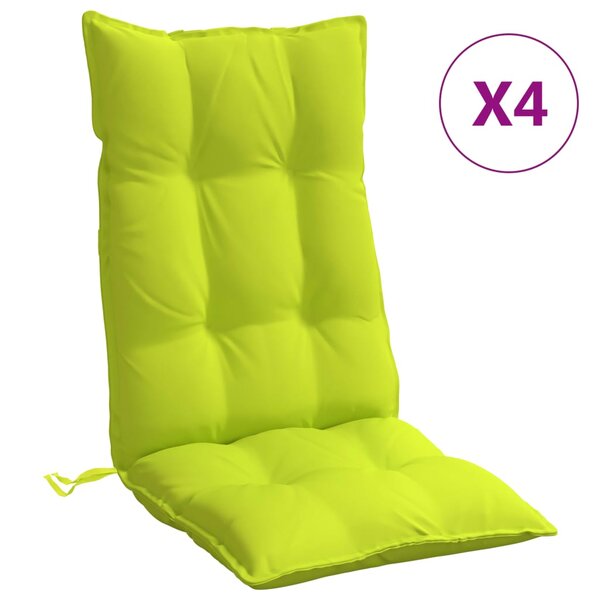 vidaXL Coussins de chaise à dossier haut lot de 4 vert vif