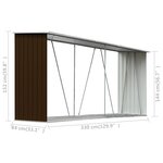 vidaXL Abri de stockage de bois Acier galvanisé 330x84x152 cm Marron