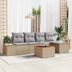 vidaXL Ensemble de canapé de jardin 6 Pièces Beige Poly rotin