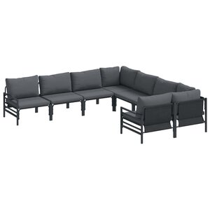 vidaXL Ensemble de canapé de jardin avec coussin 8 Pièces Noir Acier