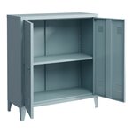 Casier de bureau armoire meuble de rangement pour bureau atelier chambre acier de bureau métallique à 2 portes 90 x 80 x 33 cm gris-bleu 03_0006339
