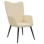 vidaXL Chaise de relaxation avec tabouret Crème Tissu