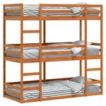 vidaXL Lit superposé triple sans matelas 75x190 cm bois de pin massif