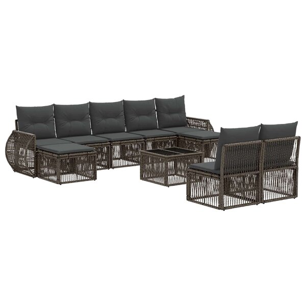 vidaXL Ensemble de canapé de jardin 10 Pièces Gris et Gris foncé